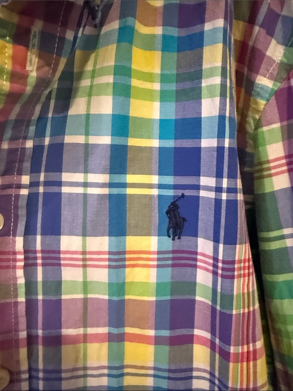 Ralph Lauren Multicolor Plaid Button-Down Shirt - Blue, Green, Yellow, Pink